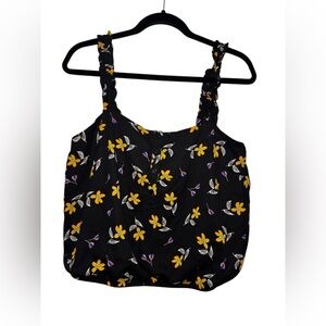 Collective Concepts Black and Yellow Floral Top